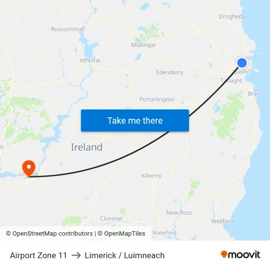 Airport Zone 11 to Limerick / Luimneach map