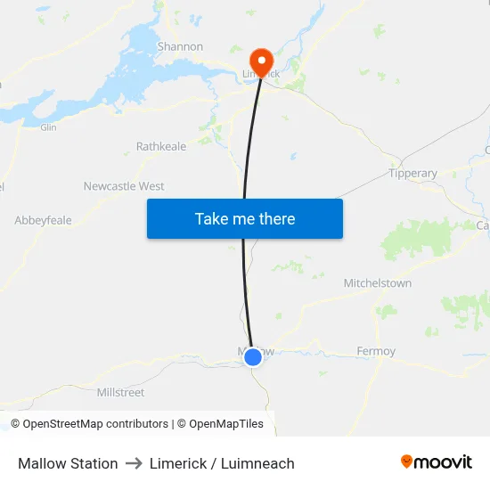 Mallow Station to Limerick / Luimneach map