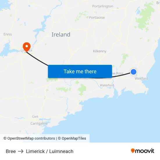 Bree to Limerick / Luimneach map