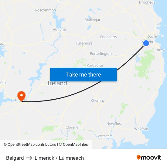 Belgard to Limerick / Luimneach map