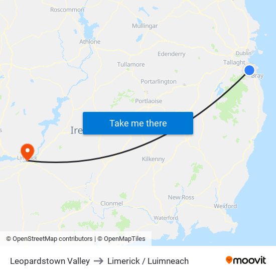 Leopardstown Valley to Limerick / Luimneach map