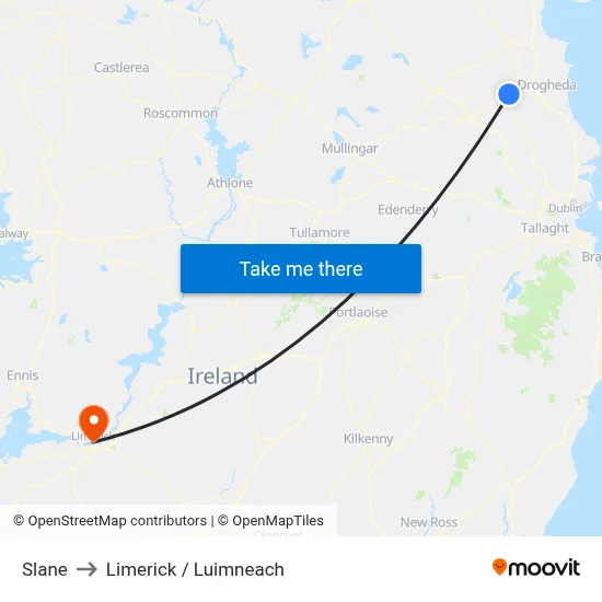 Slane to Limerick / Luimneach map