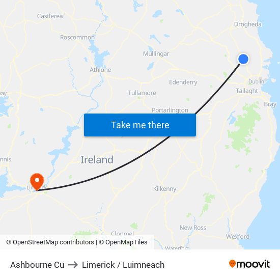 Ashbourne Cu to Limerick / Luimneach map