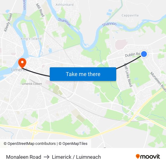 Monaleen Road to Limerick / Luimneach map