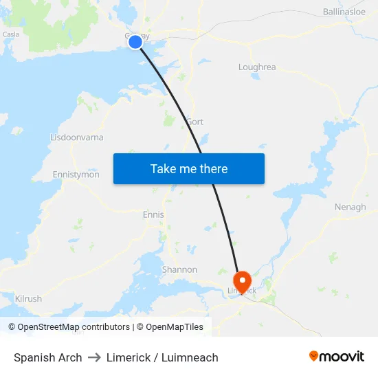 Spanish Arch to Limerick / Luimneach map