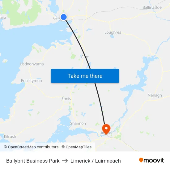 Ballybrit Business Park to Limerick / Luimneach map