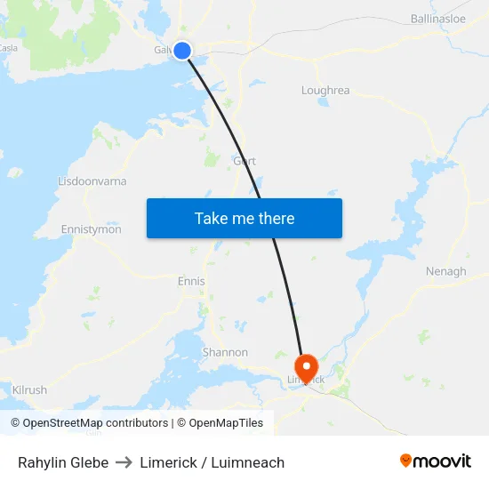 Rahylin Glebe to Limerick / Luimneach map