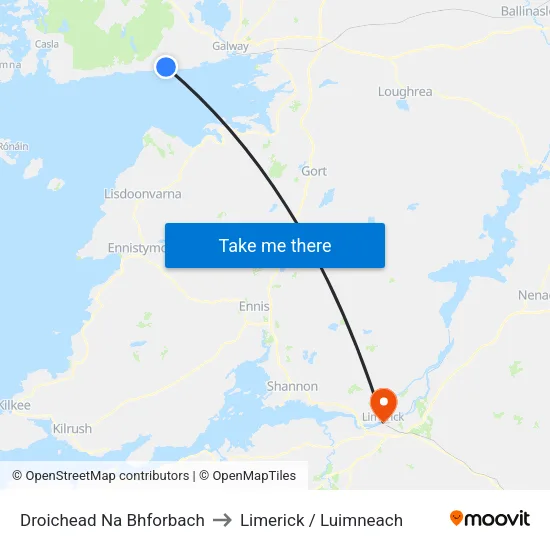 Droichead Na Bhforbach to Limerick / Luimneach map