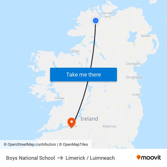 Boys National School to Limerick / Luimneach map