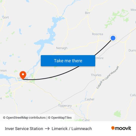 Inver Service Station to Limerick / Luimneach map