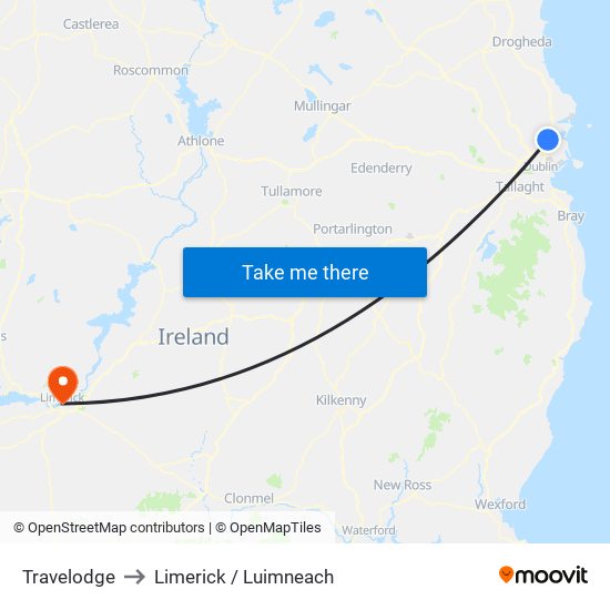 Travelodge to Limerick / Luimneach map