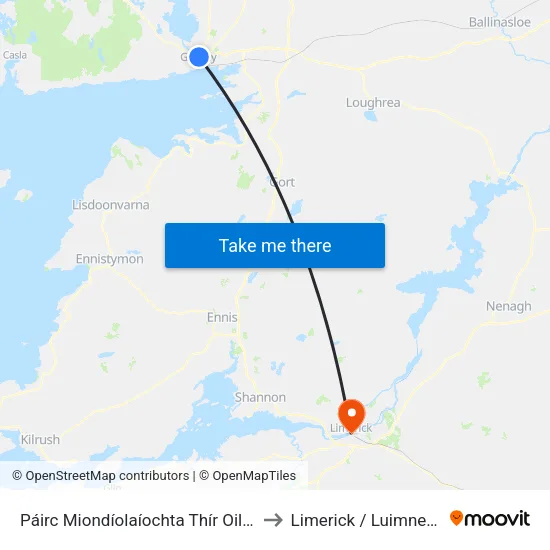 Páirc Miondíolaíochta Thír Oileáin to Limerick / Luimneach map