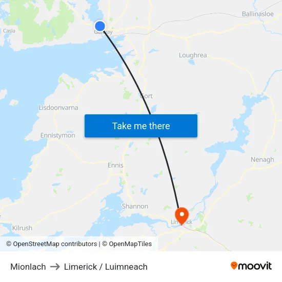 Mionlach to Limerick / Luimneach map
