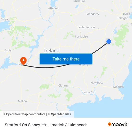 Stratford-On-Slaney to Limerick / Luimneach map