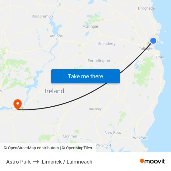 Astro Park to Limerick / Luimneach map