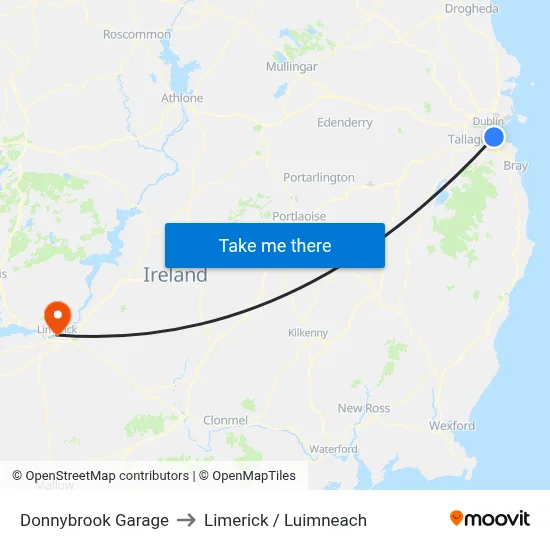 Donnybrook Garage to Limerick / Luimneach map