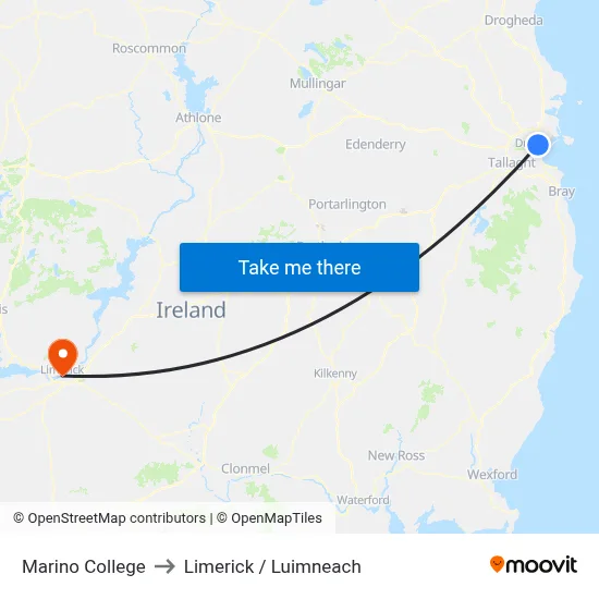 Marino College to Limerick / Luimneach map