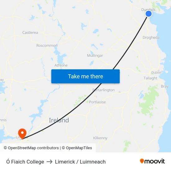 Ó Fiaich College to Limerick / Luimneach map