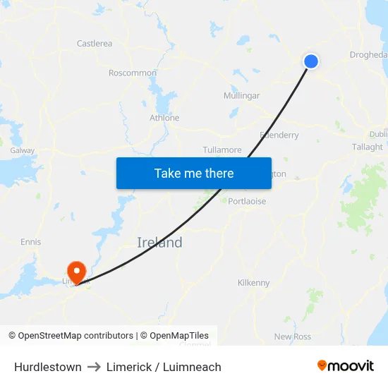 Hurdlestown to Limerick / Luimneach map