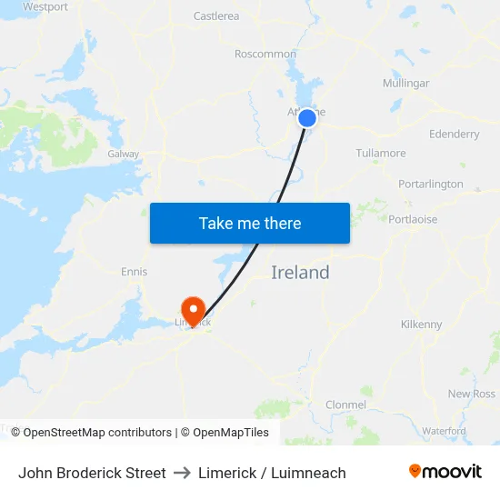 John Broderick Street to Limerick / Luimneach map