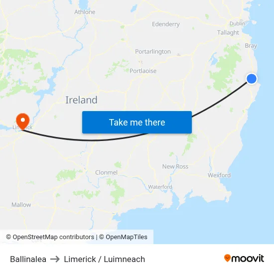 Ballinalea to Limerick / Luimneach map