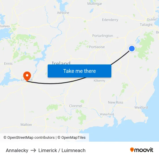 Annalecky to Limerick / Luimneach map