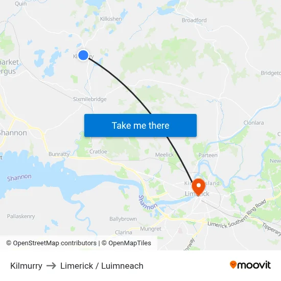 Kilmurry to Limerick / Luimneach map