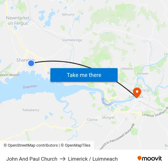 John And Paul Church to Limerick / Luimneach map