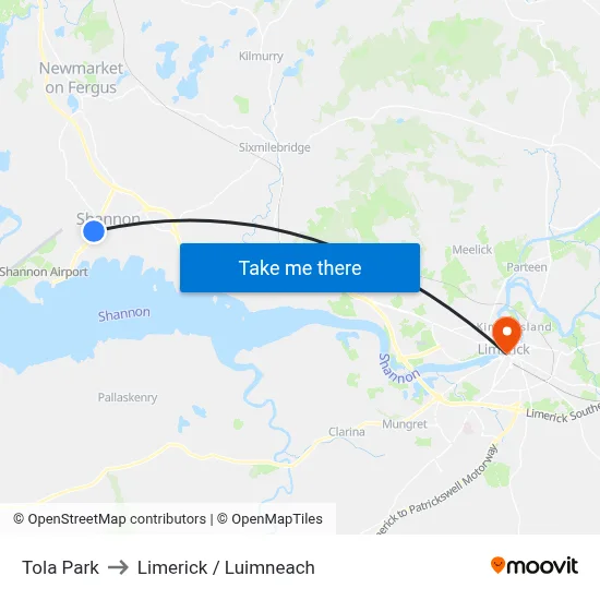 Tola Park to Limerick / Luimneach map