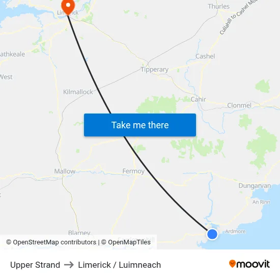 Upper Strand to Limerick / Luimneach map