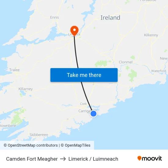 Camden Fort Meagher to Limerick / Luimneach map