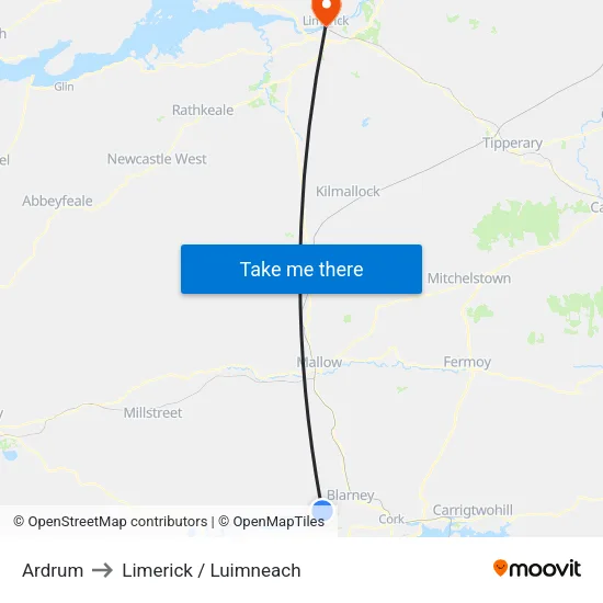 Ardrum to Limerick / Luimneach map