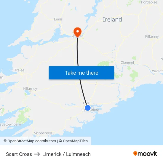 Scart Cross to Limerick / Luimneach map
