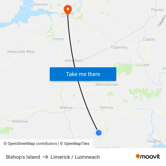 Bishop's Island to Limerick / Luimneach map