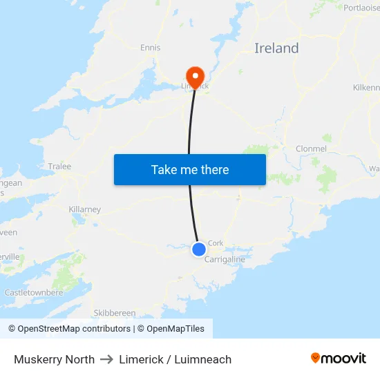Muskerry North to Limerick / Luimneach map
