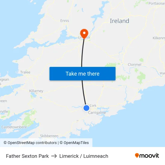 Father Sexton Park to Limerick / Luimneach map