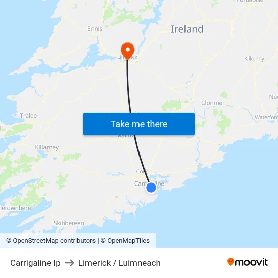 Carrigaline Ip to Limerick / Luimneach map
