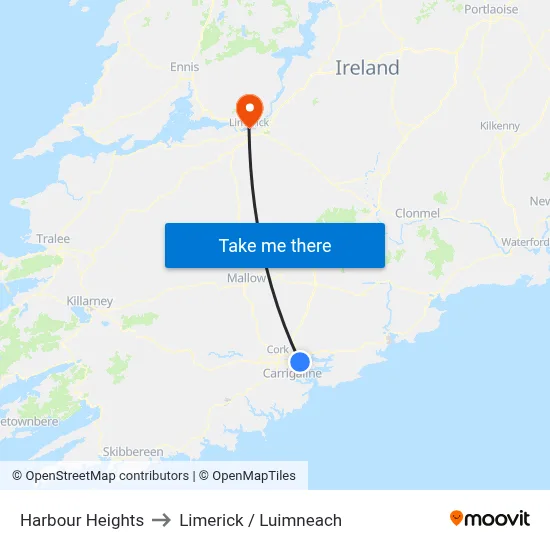 Harbour Heights to Limerick / Luimneach map