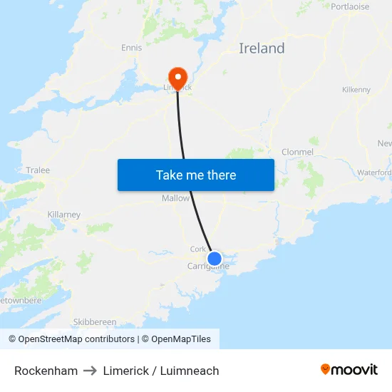 Rockenham to Limerick / Luimneach map