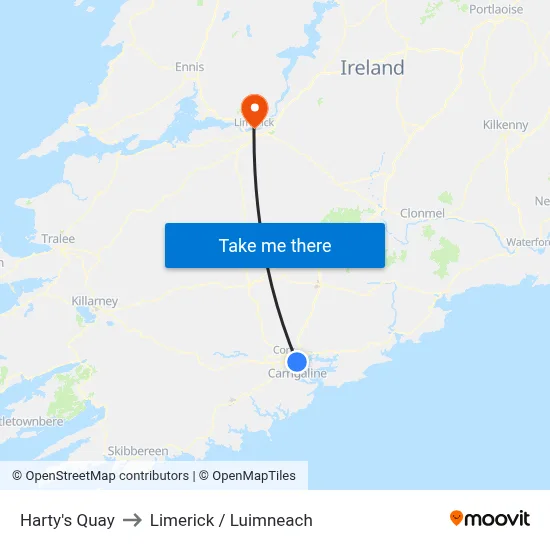 Harty's Quay to Limerick / Luimneach map
