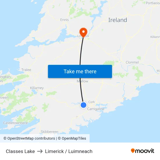 Classes Lake to Limerick / Luimneach map