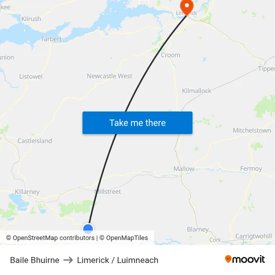 Baile Bhuirne to Limerick / Luimneach map