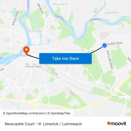 Newcastle Court to Limerick / Luimneach map