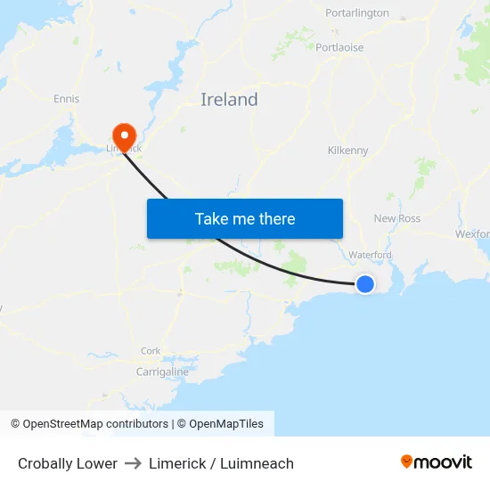 Crobally Lower to Limerick / Luimneach map