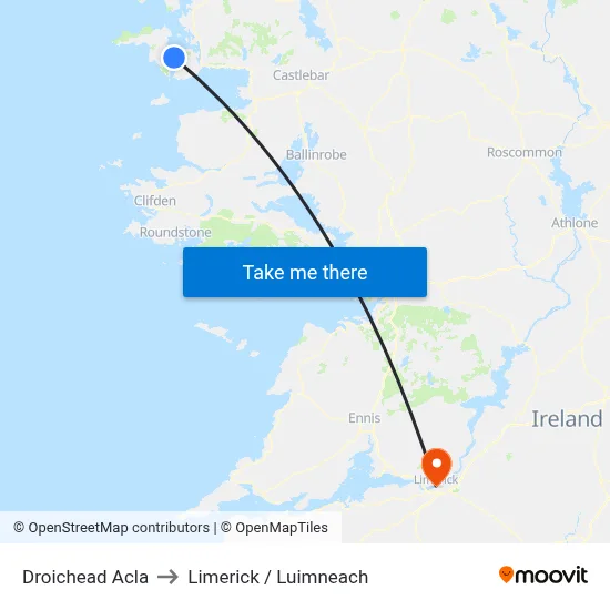 Droichead Acla to Limerick / Luimneach map