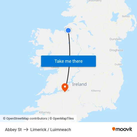 Abbey St to Limerick / Luimneach map