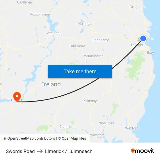 Swords Road to Limerick / Luimneach map