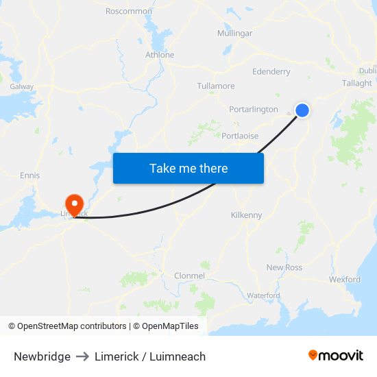 Newbridge to Limerick / Luimneach map