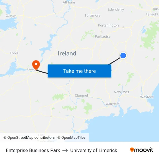Enterprise Business Park to University of Limerick map