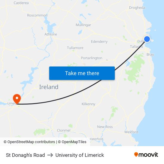 St Donagh's Road to University of Limerick map